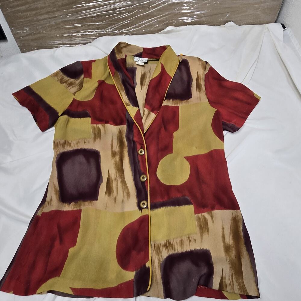 Capri USA Women's Blouse Size M Multicolor Short Sleeve